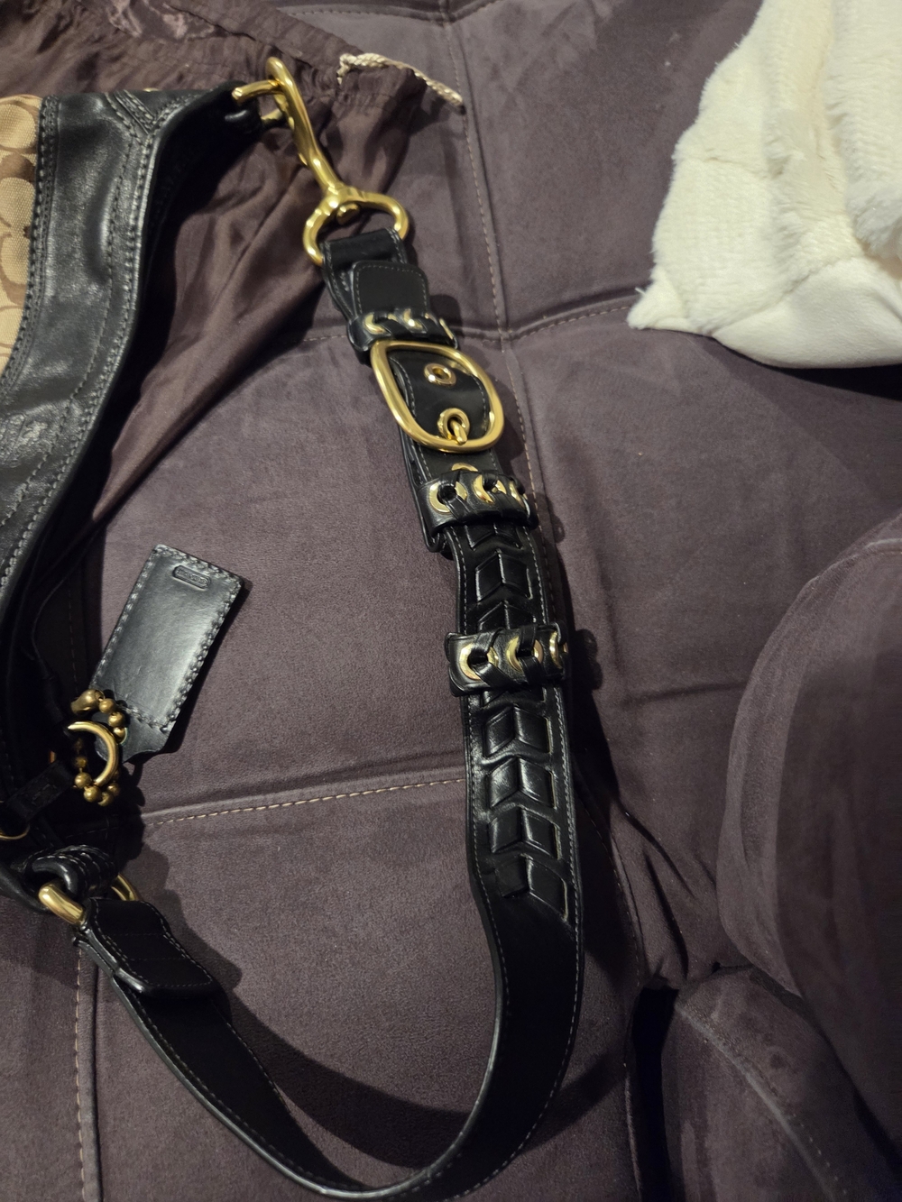 Coach Tan Signature Canvas Hobo with Black Leather Trim - Picture 6 of 6